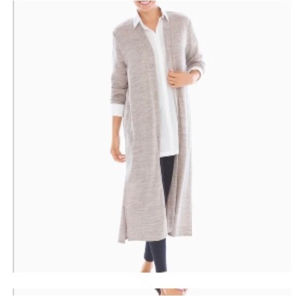 Soma Long Heather LS Duster Sz. M  Side Splits Midi Length Lightweight Layering